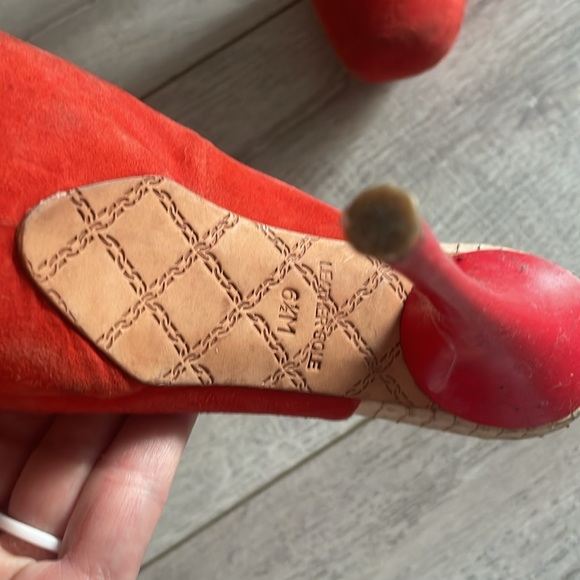 LAMB size 6.5US platform red orange stiletto platforms suede and leather Ariel - Picture 9 of 10